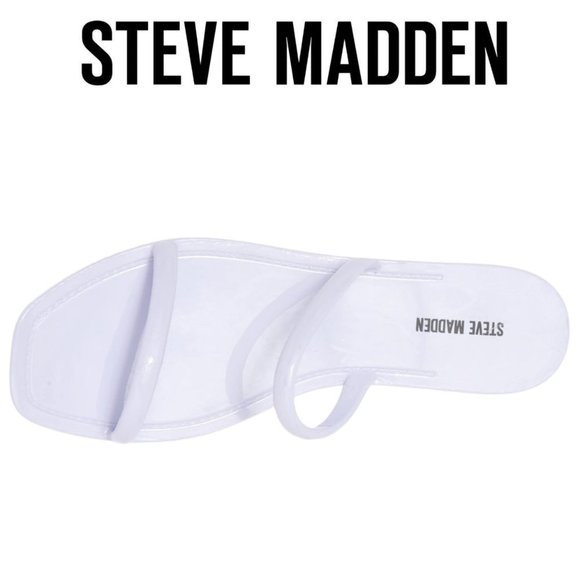 NEW STEVE MADDEN Rubber Flat  Pike Sandal In White 10 - Picture 2 of 4
